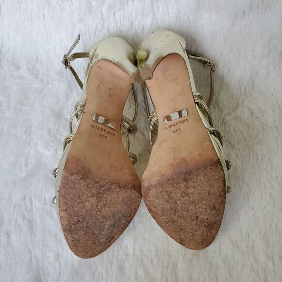 Badgley Mischka Zula Gold Platform Strappy Sandal Size 8 - Picture 6 of 6